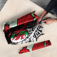 New Zealand and Wales Rugby Custom Umbrella Aotearoa All Black Combine Welsh Dragon - Polynesian Pride