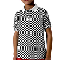 Black White Filipino Binakol Motifs Kid Polo Shirt Mabuhay Philippines Festival Kusikus Pattern LT14 Kid Black - Polynesian Pride