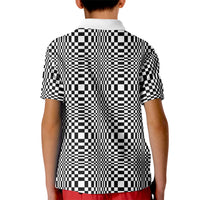 Black White Filipino Binakol Motifs Kid Polo Shirt Mabuhay Philippines Festival Kusikus Pattern LT14 - Polynesian Pride