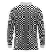 Black White Filipino Binakol Motifs Long Sleeve Polo Shirt Mabuhay Philippines Festival Kusikus Pattern LT14 - Polynesian Pride