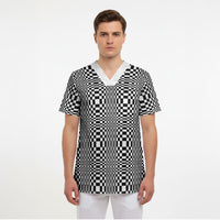 Black White Filipino Binakol Motifs Scrub Top Mabuhay Philippines Festival Kusikus Pattern LT14 - Polynesian Pride