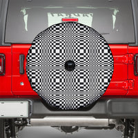 Black White Filipino Binakol Motifs Spare Tire Cover Mabuhay Philippines Festival Kusikus Pattern LT14 - Polynesian Pride
