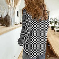 Black White Filipino Binakol Motifs Women Casual Shirt Mabuhay Philippines Festival Kusikus Pattern LT14 - Polynesian Pride