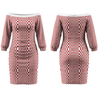 Red White Filipino Binakol Motifs Couples Matching Off The Shoulder Long Sleeve Dress and Hawaiian Shirt Mabuhay Philippines Festival Kusikus Pattern LT14 - Polynesian Pride