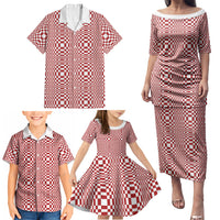 Red White Filipino Binakol Motifs Family Matching Puletasi and Hawaiian Shirt Mabuhay Philippines Festival Kusikus Pattern LT14 - Polynesian Pride