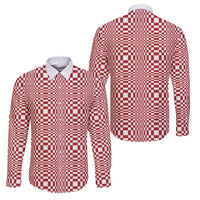 Red White Filipino Binakol Motifs Family Matching Puletasi and Hawaiian Shirt Mabuhay Philippines Festival Kusikus Pattern LT14 Dad's Shirt - Long Sleeve Red - Polynesian Pride
