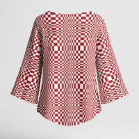 Red White Filipino Binakol Motifs Kimono Sleeve Blouse Mabuhay Philippines Festival Kusikus Pattern LT14 - Polynesian Pride