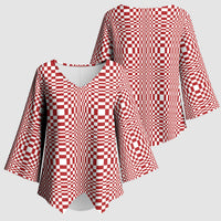 Red White Filipino Binakol Motifs Kimono Sleeve Blouse Mabuhay Philippines Festival Kusikus Pattern LT14 - Polynesian Pride