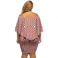Red White Filipino Binakol Motifs Off Shoulder Short Dress Mabuhay Philippines Festival Kusikus Pattern LT14 - Polynesian Pride