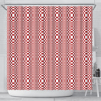 Red White Filipino Binakol Motifs Shower Curtain Mabuhay Philippines Festival Kusikus Pattern LT14 - Polynesian Pride