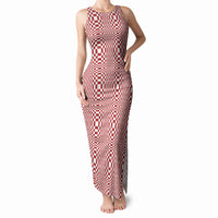 Red White Filipino Binakol Motifs Tank Maxi Dress Mabuhay Philippines Festival Kusikus Pattern LT14 Women Red - Polynesian Pride