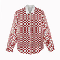 Red White Filipino Binakol Motifs Women Casual Shirt Mabuhay Philippines Festival Kusikus Pattern LT14 - Polynesian Pride