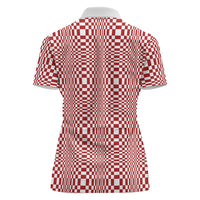 Red White Filipino Binakol Motifs Women Polo Shirt Mabuhay Philippines Festival Kusikus Pattern LT14 - Polynesian Pride