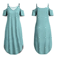 Cyan Filipino Binakol Motifs Couples Matching Summer Maxi Dress and Hawaiian Shirt Mabuhay Philippines Festival Kusikus Pattern LT14 - Polynesian Pride