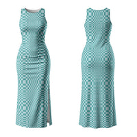 Cyan Filipino Binakol Motifs Couples Matching Tank Maxi Dress and Hawaiian Shirt Mabuhay Philippines Festival Kusikus Pattern LT14 - Polynesian Pride