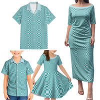 Cyan Filipino Binakol Motifs Family Matching Puletasi and Hawaiian Shirt Mabuhay Philippines Festival Kusikus Pattern LT14 - Polynesian Pride