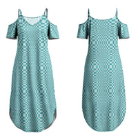 Cyan Filipino Binakol Motifs Family Matching Summer Maxi Dress and Hawaiian Shirt Mabuhay Philippines Festival Kusikus Pattern LT14 Mom's Dress Cyan - Polynesian Pride