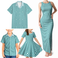 Cyan Filipino Binakol Motifs Family Matching Tank Maxi Dress and Hawaiian Shirt Mabuhay Philippines Festival Kusikus Pattern LT14 - Polynesian Pride
