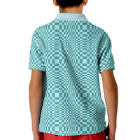 Cyan Filipino Binakol Motifs Kid Polo Shirt Mabuhay Philippines Festival Kusikus Pattern LT14 - Polynesian Pride