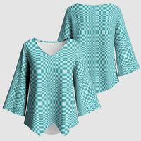Cyan Filipino Binakol Motifs Kimono Sleeve Blouse Mabuhay Philippines Festival Kusikus Pattern LT14 - Polynesian Pride