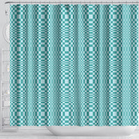 Cyan Filipino Binakol Motifs Shower Curtain Mabuhay Philippines Festival Kusikus Pattern LT14 - Polynesian Pride