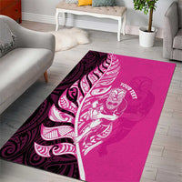 New Zealand Silver Fern Rugby Custom Area Rug All Black Maori Pattern Pink LT14 - Polynesian Pride
