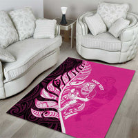 New Zealand Silver Fern Rugby Custom Area Rug All Black Maori Pattern Pink LT14 - Polynesian Pride