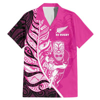 New Zealand Silver Fern Rugby Custom Family Matching Mermaid Dress and Hawaiian Shirt All Black Maori Pattern Pink LT14 Dad's Shirt - Short Sleeve Pink - Polynesian Pride