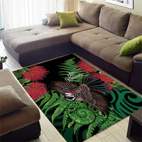 Meri Kirihimete New Zealand Area Rug Piwakawaka Koru Fern Mix Pohutukawa LT14 - Polynesian Pride