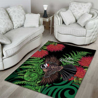 Meri Kirihimete New Zealand Area Rug Piwakawaka Koru Fern Mix Pohutukawa LT14 - Polynesian Pride
