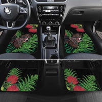 Meri Kirihimete New Zealand Car Mats Piwakawaka Koru Fern Mix Pohutukawa LT14 Set 4pcs Black - Polynesian Pride
