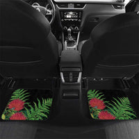 Meri Kirihimete New Zealand Car Mats Piwakawaka Koru Fern Mix Pohutukawa LT14 Set 2pcs - Back Black - Polynesian Pride