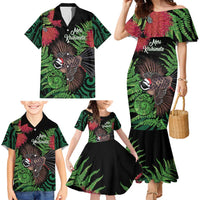 Meri Kirihimete New Zealand Family Matching Mermaid Dress and Hawaiian Shirt Piwakawaka Koru Fern Mix Pohutukawa LT14 - Polynesian Pride