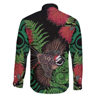 Meri Kirihimete New Zealand Family Matching Off Shoulder Short Dress and Hawaiian Shirt Piwakawaka Koru Fern Mix Pohutukawa LT14 - Polynesian Pride