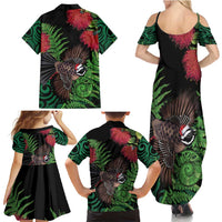 Meri Kirihimete New Zealand Family Matching Summer Maxi Dress and Hawaiian Shirt Piwakawaka Koru Fern Mix Pohutukawa LT14 - Polynesian Pride