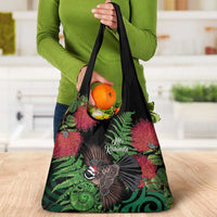 Meri Kirihimete New Zealand Grocery Bag Piwakawaka Koru Fern Mix Pohutukawa LT14 - Polynesian Pride