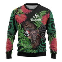 Meri Kirihimete New Zealand Ugly Christmas Sweater Piwakawaka Koru Fern Mix Pohutukawa LT14 - Polynesian Pride