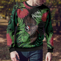Meri Kirihimete New Zealand Ugly Christmas Sweater Piwakawaka Koru Fern Mix Pohutukawa LT14 - Polynesian Pride