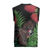 Meri Kirihimete New Zealand Christmas Knitted V-Neck Vest Piwakawaka Koru Fern Mix Pohutukawa LT14 - Polynesian Pride