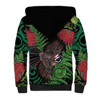 Meri Kirihimete New Zealand Sherpa Hoodie Piwakawaka Koru Fern Mix Pohutukawa LT14 - Polynesian Pride