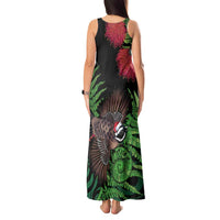 Meri Kirihimete New Zealand Tank Maxi Dress Piwakawaka Koru Fern Mix Pohutukawa LT14 - Polynesian Pride
