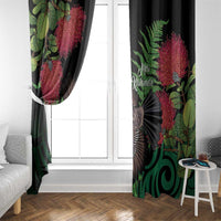 Meri Kirihimete New Zealand Window Curtain Piwakawaka Koru Fern Mix Pohutukawa LT14 - Polynesian Pride