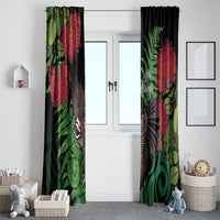Meri Kirihimete New Zealand Window Curtain Piwakawaka Koru Fern Mix Pohutukawa LT14 - Polynesian Pride