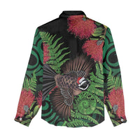 Meri Kirihimete New Zealand Women Casual Shirt Piwakawaka Koru Fern Mix Pohutukawa LT14 - Polynesian Pride
