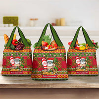 Hawaii Surfing Santa Christmas Grocery Bag Tropical Pineapple Mele Kalikimaka Quilt Pattern LT14 3-pack One Size Red - Polynesian Pride