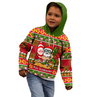 Personalised Hawaii Surfing Santa Christmas Kid Hoodie Tropical Pineapple Mele Kalikimaka Quilt Pattern LT14 - Polynesian Pride