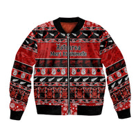 Personalised New Zealand Christmas Bomber Jacket Aotearoa Kiwi Meri Kirihimete Red Version LT14 Unisex Red - Polynesian Pride