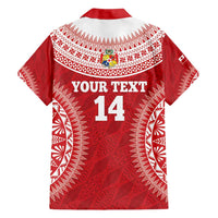 Custom Tonga Mate Maa Family Matching Off Shoulder Maxi Dress and Hawaiian Shirt Go Champions Tongan Ngatu - Red LT14 - Polynesian Pride