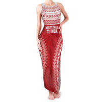 Custom Tonga Mate Maa Family Matching Tank Maxi Dress and Hawaiian Shirt Go Champions Tongan Ngatu - Red LT14 Mom's Dress Red - Polynesian Pride