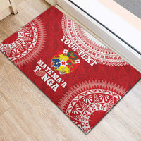 Custom Tonga Mate Maa Rubber Doormat Go Champions Tongan Ngatu - Red